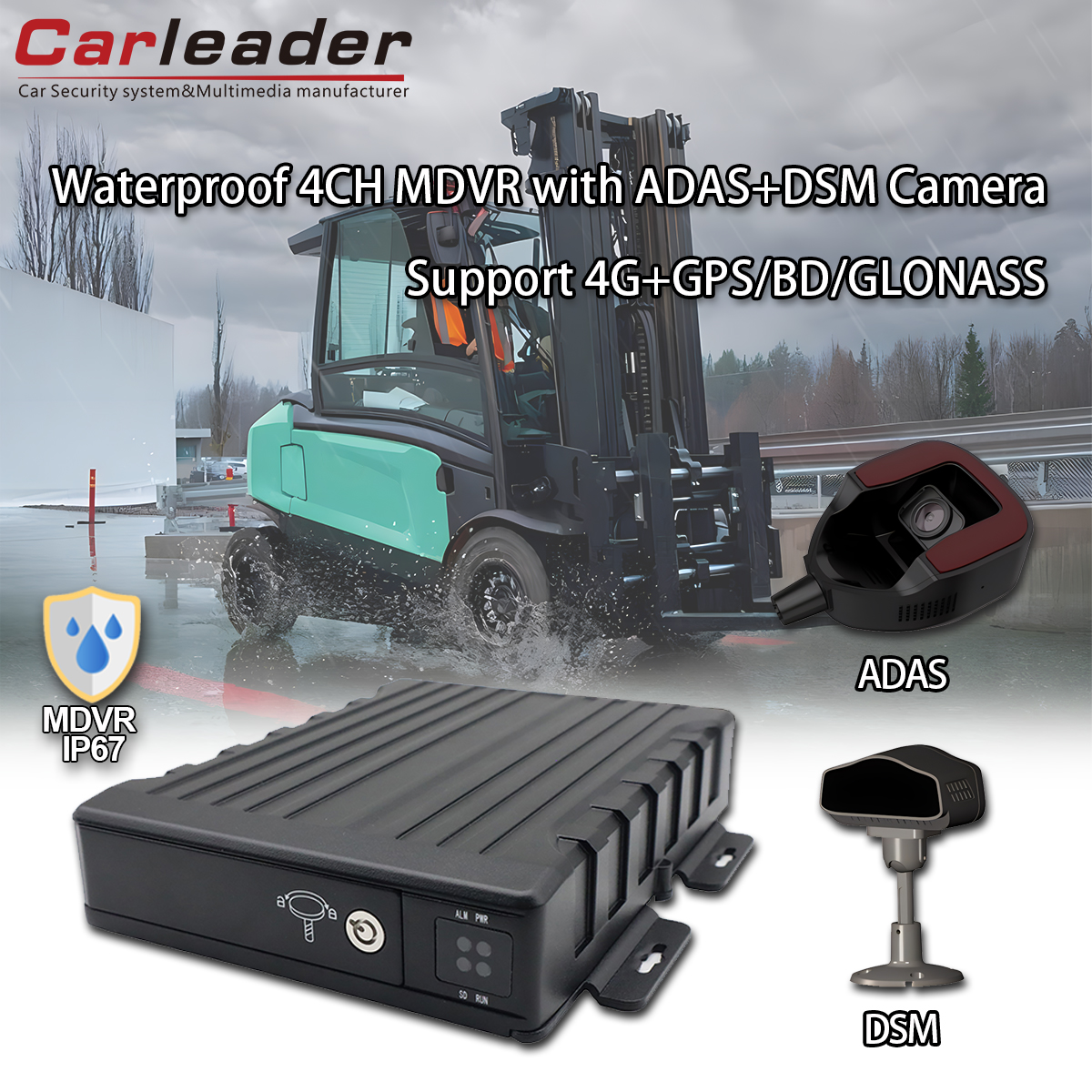 CARLEADER Waterproof 4CH SD Mobile DVR pẹlu ADAS+DSM kamẹra