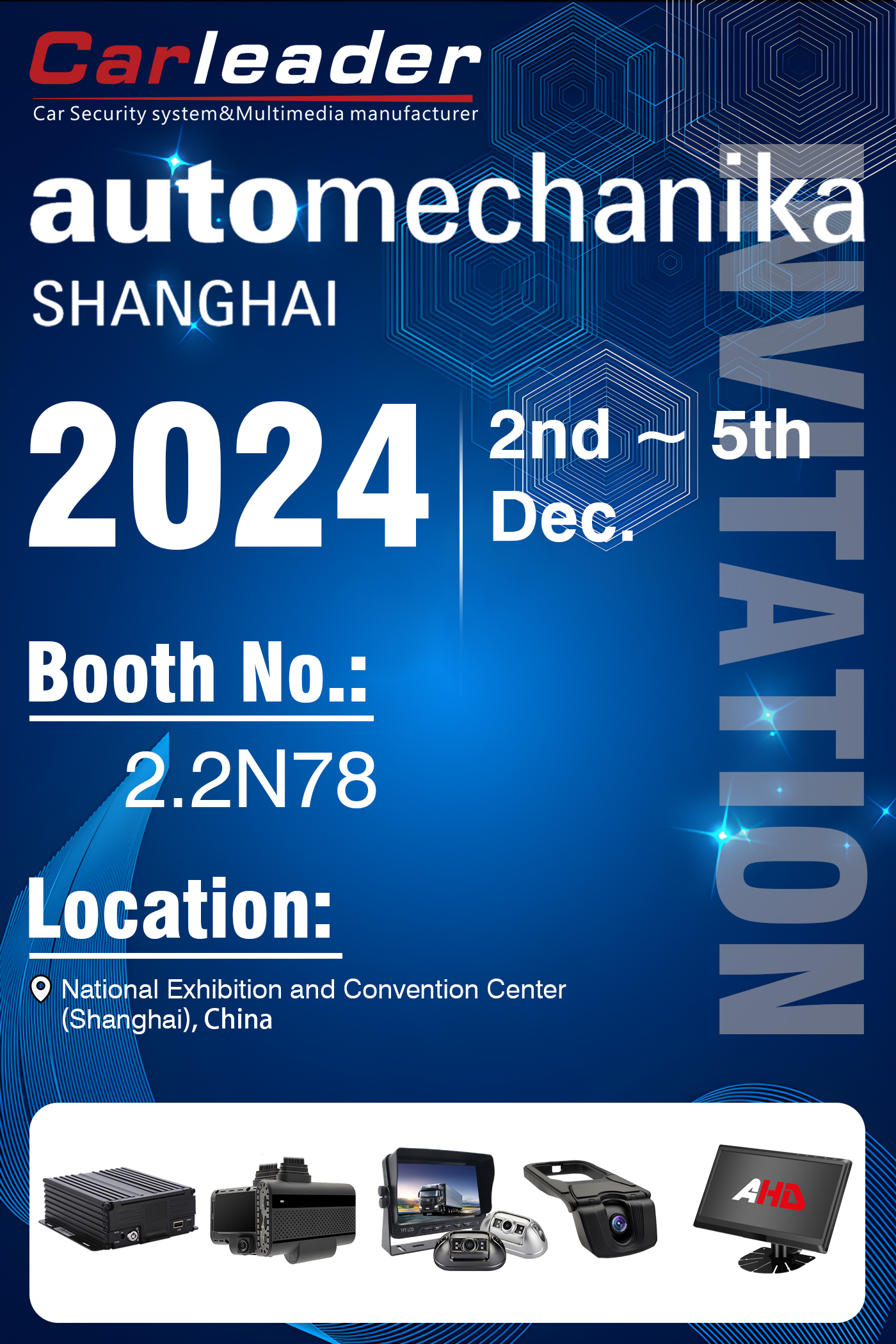 Automechanika Shanghai 2024 aranse | Booth No.: 2.2N78, Carleader nduro fun ibewo rẹ