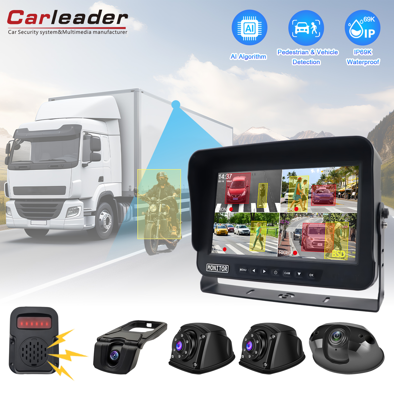 Imudara awakọ Iwari pẹlu Carlaader 10.1 inch ọkọ oju-iwe Imọlẹ Ẹijẹ