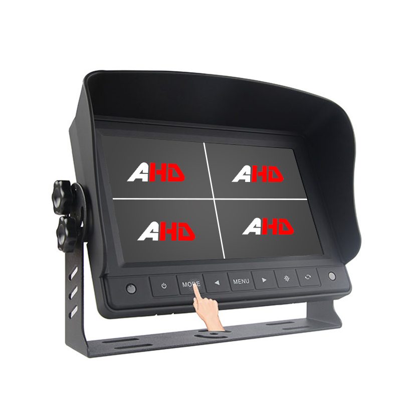 Carleader 7 Inch Quad Pipin Ifihan Awọn bọtini Fọwọkan Ọkọ AHD Atẹle